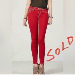 True Religion red skinny jeans size 24